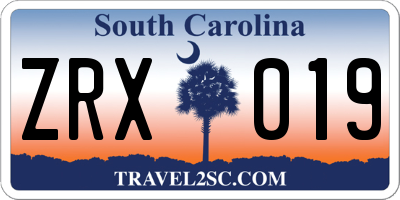 SC license plate ZRX019