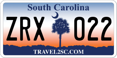 SC license plate ZRX022