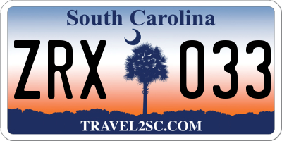 SC license plate ZRX033