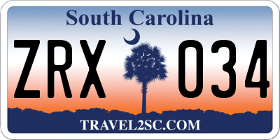 SC license plate ZRX034
