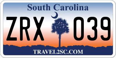 SC license plate ZRX039
