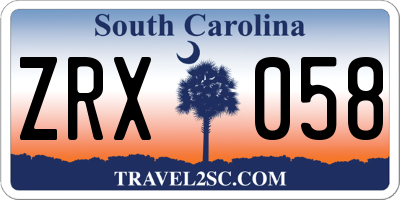 SC license plate ZRX058