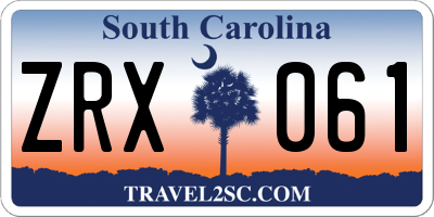 SC license plate ZRX061