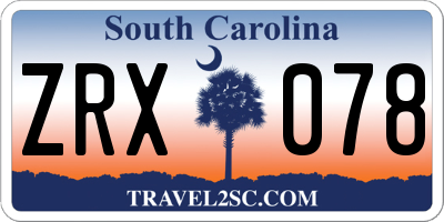 SC license plate ZRX078