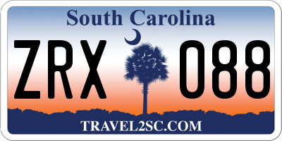 SC license plate ZRX088