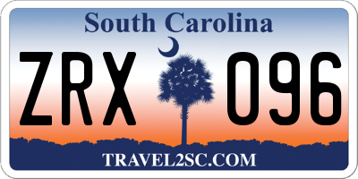 SC license plate ZRX096