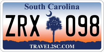 SC license plate ZRX098