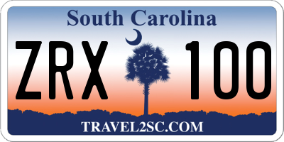 SC license plate ZRX100