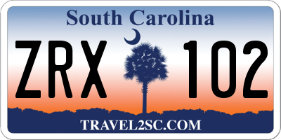 SC license plate ZRX102