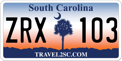 SC license plate ZRX103