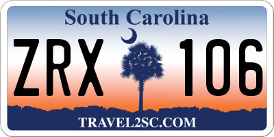 SC license plate ZRX106