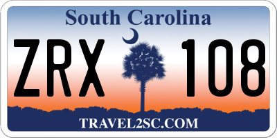 SC license plate ZRX108