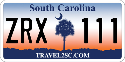 SC license plate ZRX111