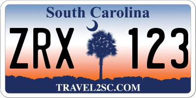 SC license plate ZRX123