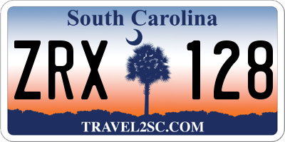 SC license plate ZRX128
