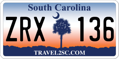 SC license plate ZRX136