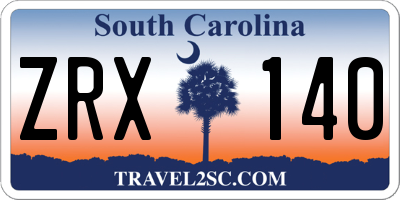 SC license plate ZRX140