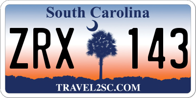 SC license plate ZRX143