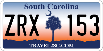 SC license plate ZRX153