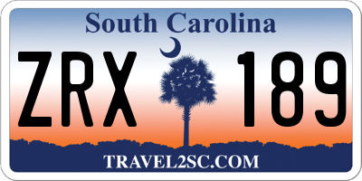 SC license plate ZRX189