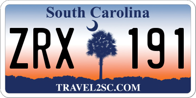 SC license plate ZRX191