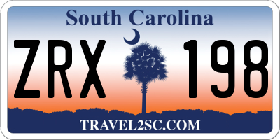 SC license plate ZRX198