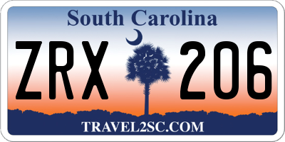 SC license plate ZRX206