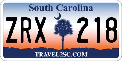 SC license plate ZRX218