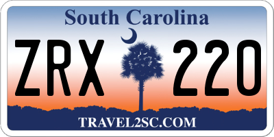 SC license plate ZRX220