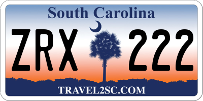SC license plate ZRX222