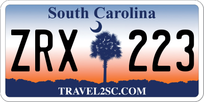 SC license plate ZRX223