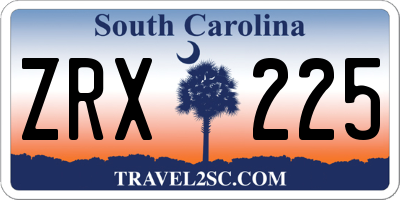 SC license plate ZRX225