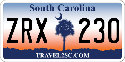 SC license plate ZRX230