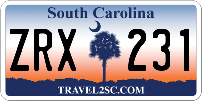 SC license plate ZRX231