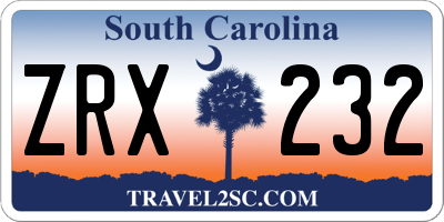 SC license plate ZRX232