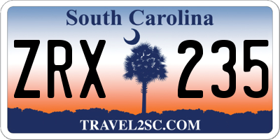 SC license plate ZRX235