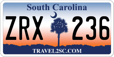 SC license plate ZRX236