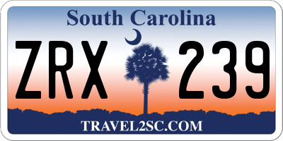 SC license plate ZRX239