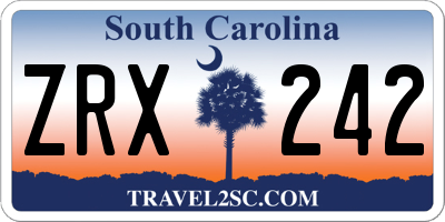 SC license plate ZRX242