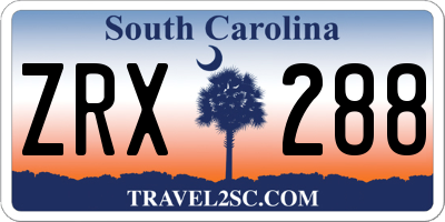 SC license plate ZRX288