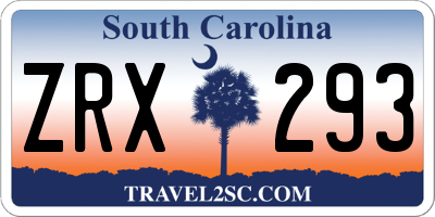 SC license plate ZRX293