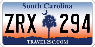 SC license plate ZRX294