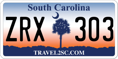 SC license plate ZRX303