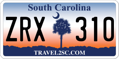 SC license plate ZRX310
