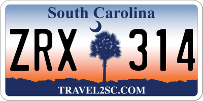 SC license plate ZRX314