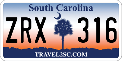 SC license plate ZRX316
