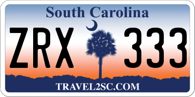 SC license plate ZRX333