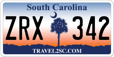 SC license plate ZRX342