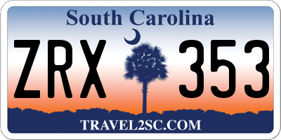 SC license plate ZRX353
