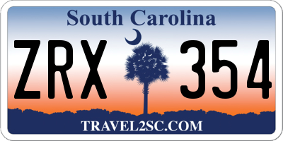SC license plate ZRX354